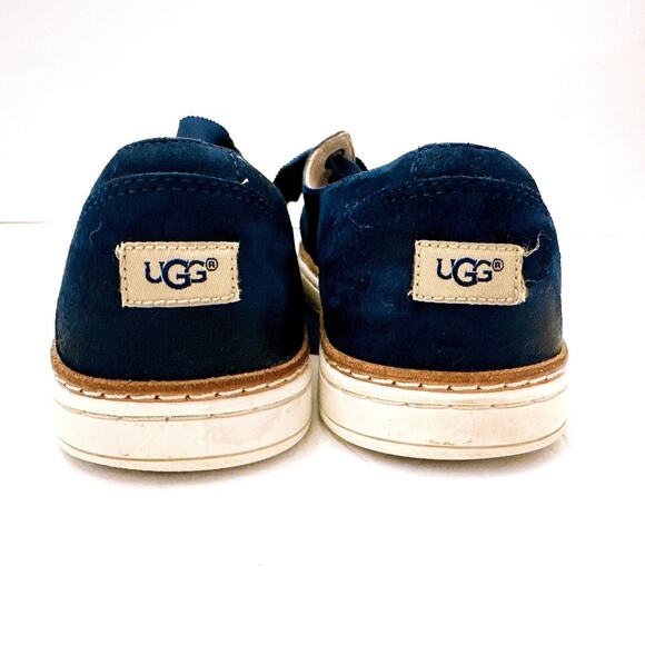 UGG Carilyn Suede Flats Women’s Size 7 Leather Blue Slip On Laces Sneaker Shoes - Picture 10 of 11